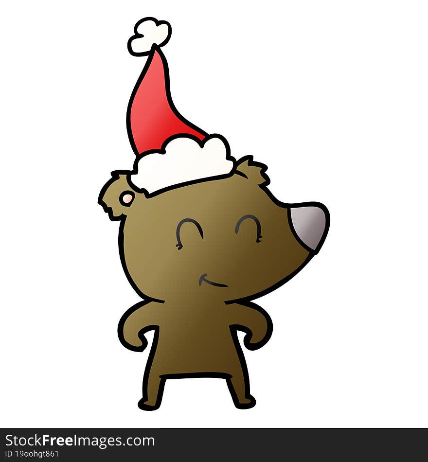 female bear gradient cartoon of a wearing santa hat