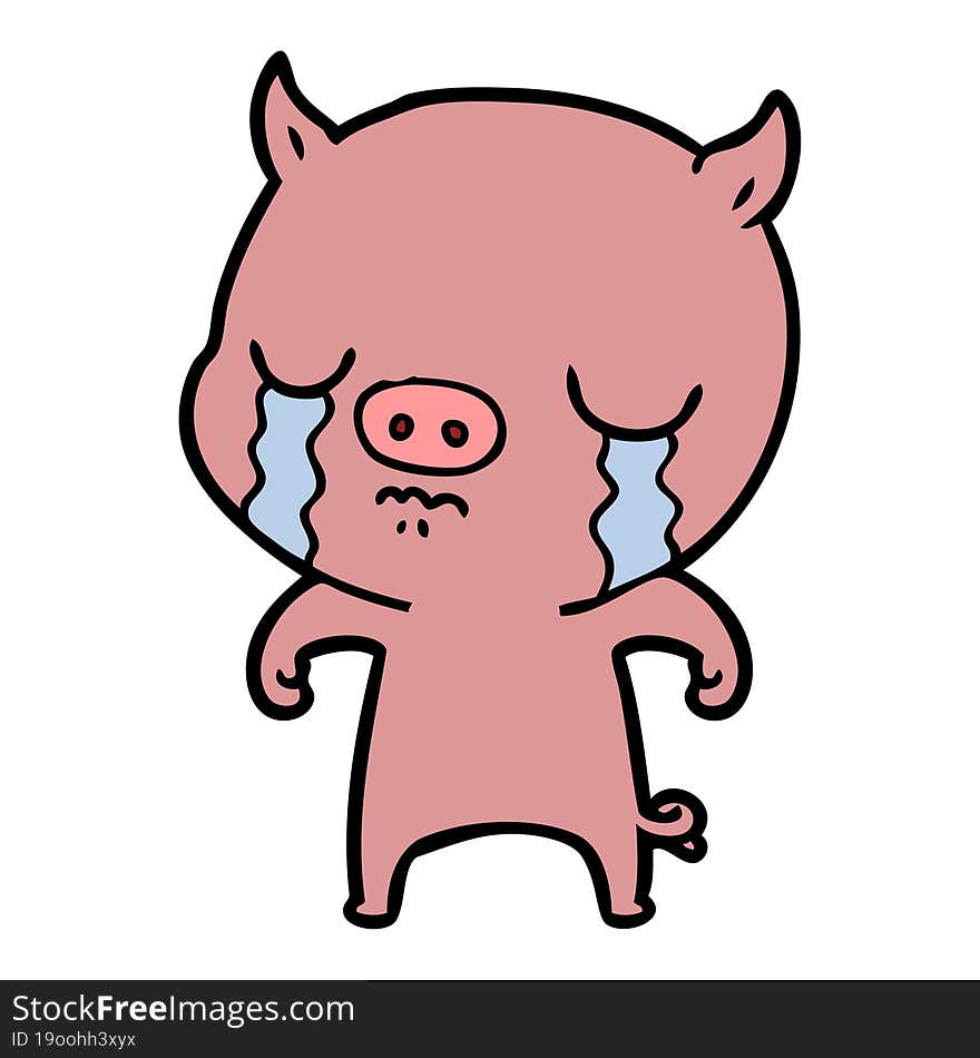 cartoon pig crying. cartoon pig crying