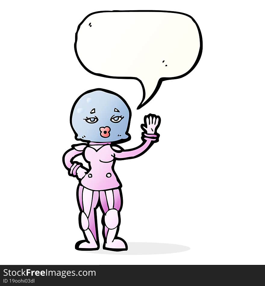 Cartoon Female Astronaut With Speech Bubble