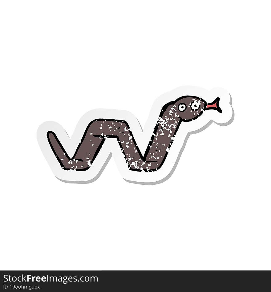 retro distressed sticker of a funny cartoon snake