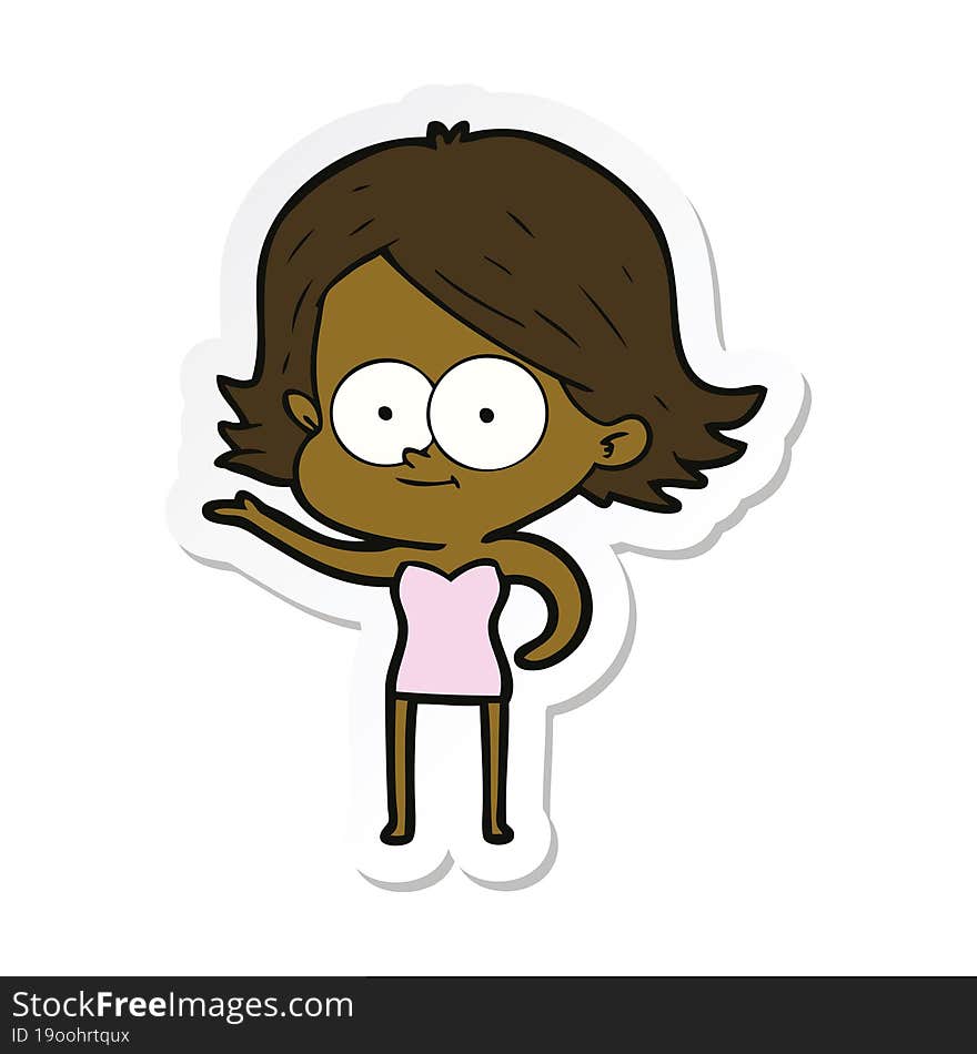 sticker of a happy cartoon girl