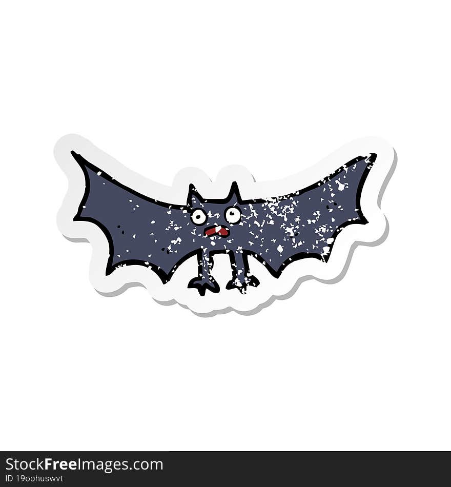 Retro Distressed Sticker Of A Cartoon Bat