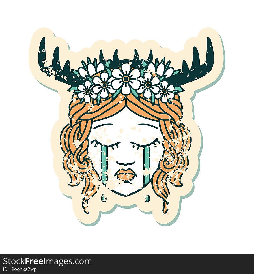 Crying Human Druid Grunge Sticker