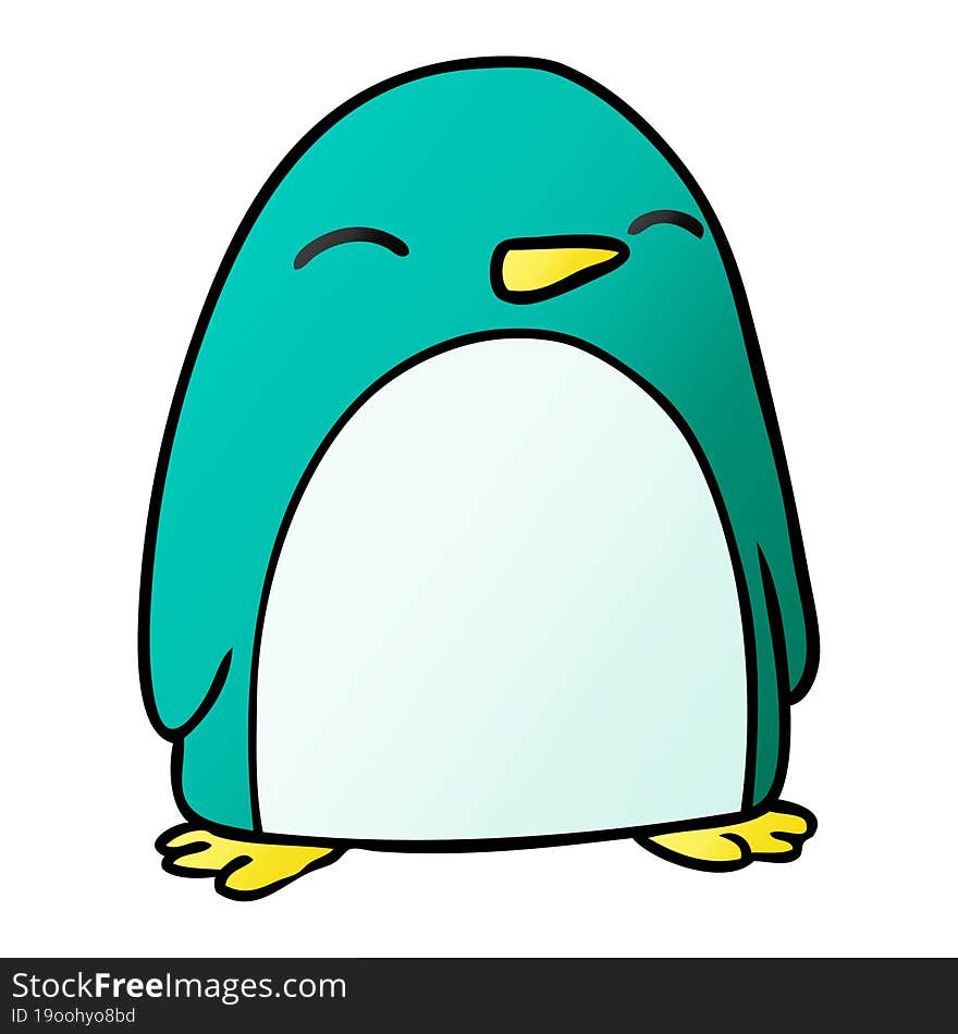 hand drawn gradient cartoon doodle of a cute penguin