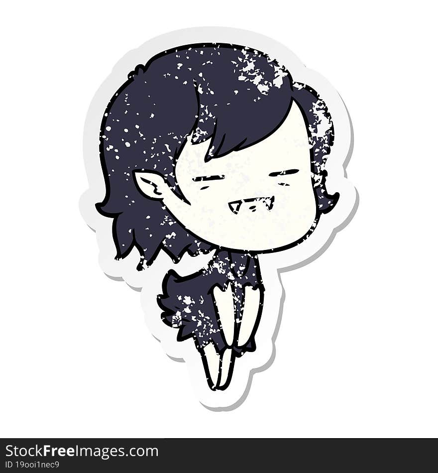 distressed sticker of a cartoon undead vampire girl