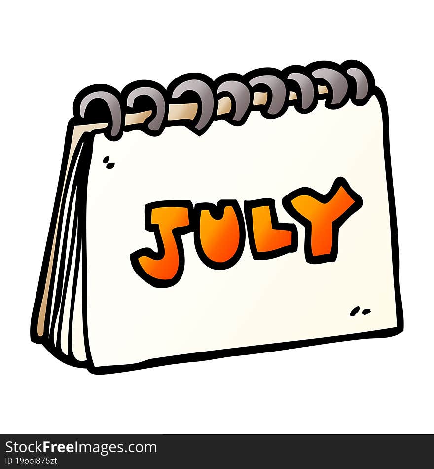 cartoon doodle calendar showing month of july