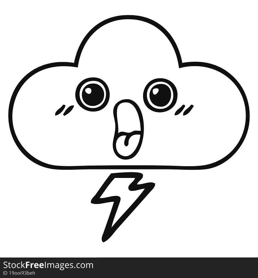 line drawing cartoon of a storm cloud