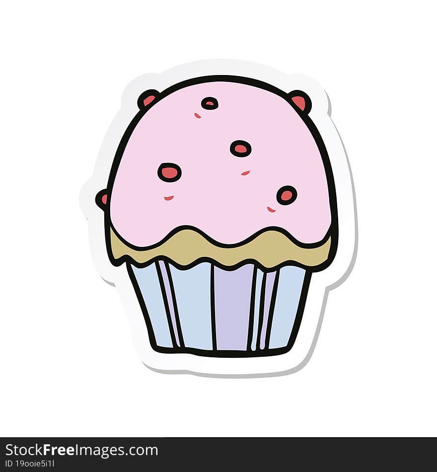 Sticker Of A Cartoon Cupcake