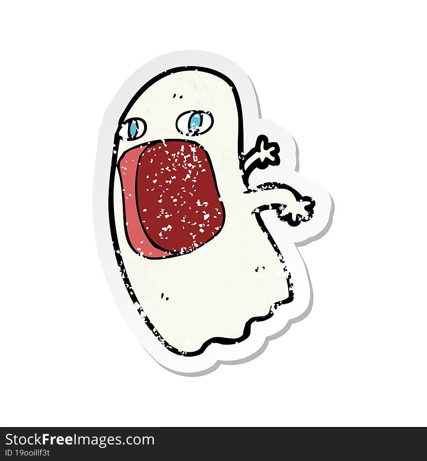 retro distressed sticker of a funny cartoon ghost