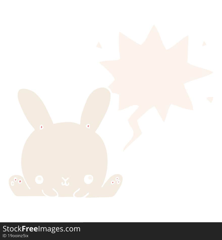 cartoon rabbit and speech bubble in retro style