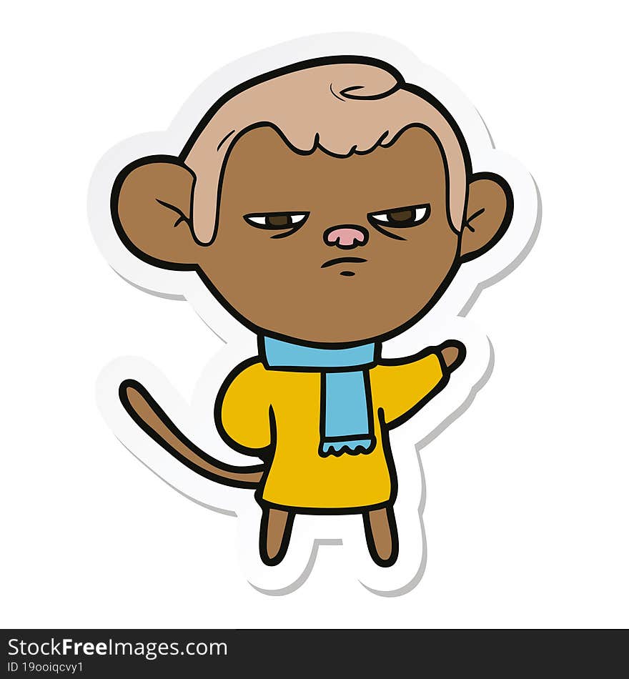 Sticker Of A Cartoon Monkey