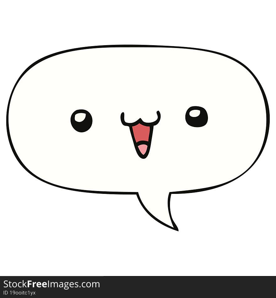 cute happy face cartoon and speech bubble