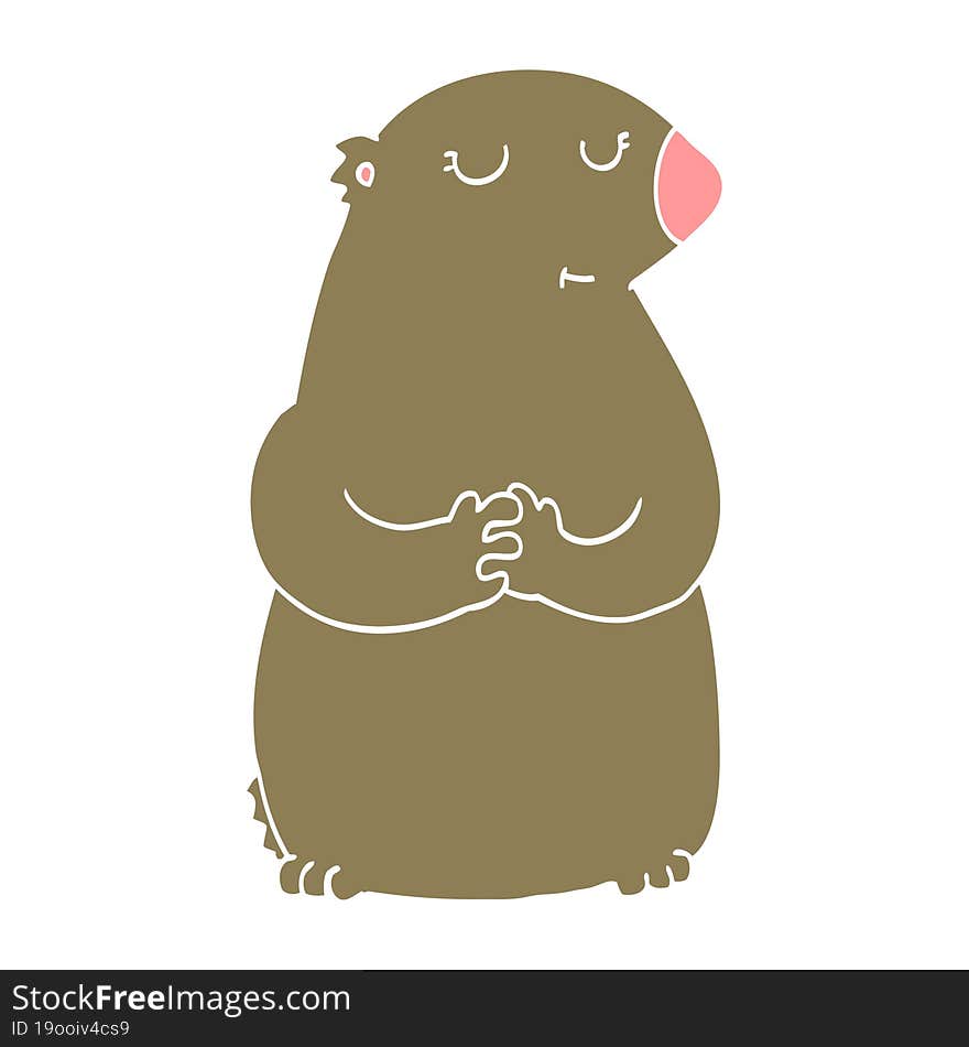 cute flat color style cartoon bear