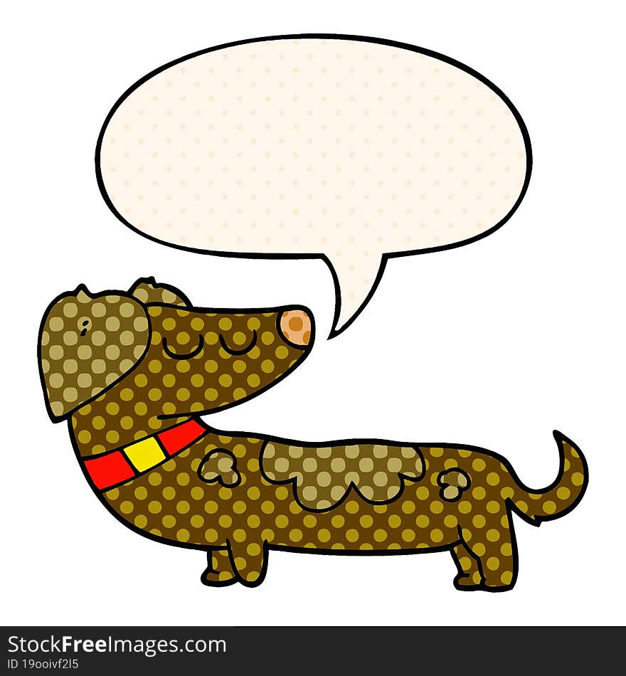 cartoon dog with speech bubble in comic book style