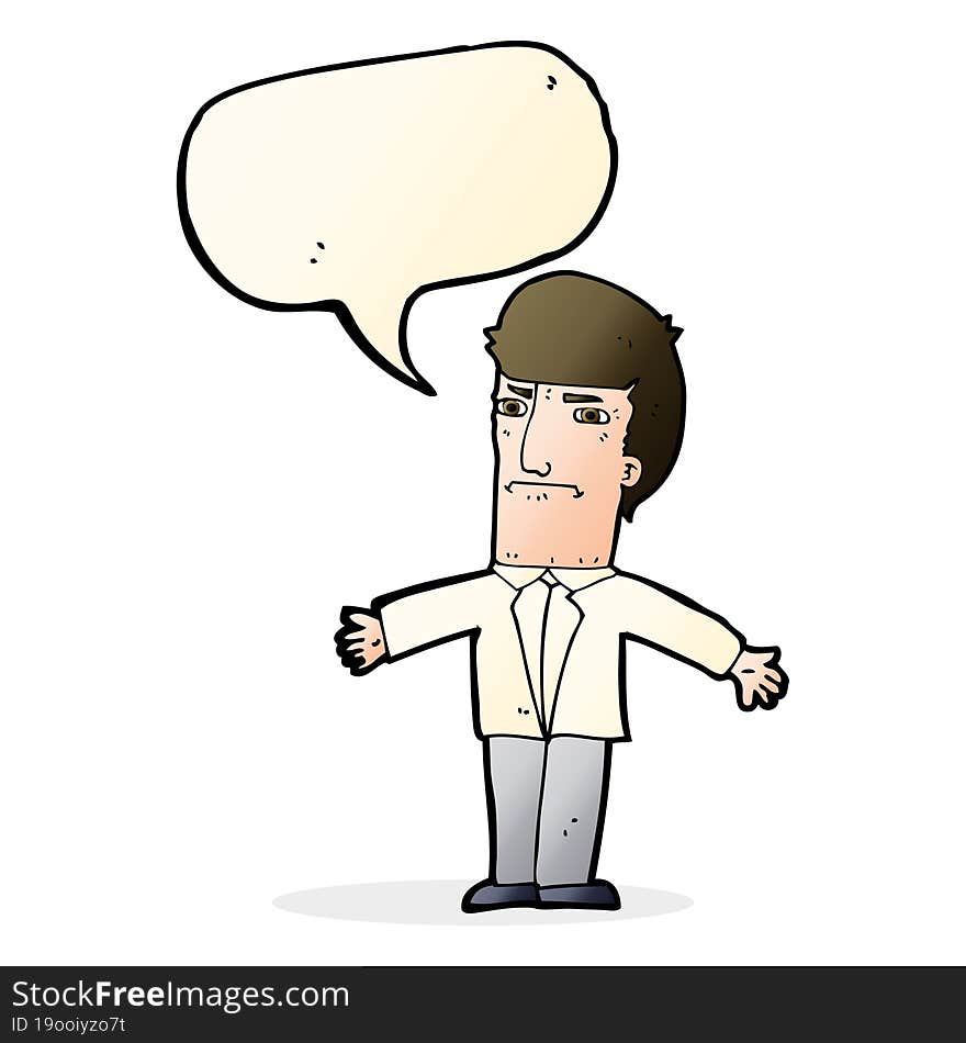 cartoon annoyed boss with speech bubble