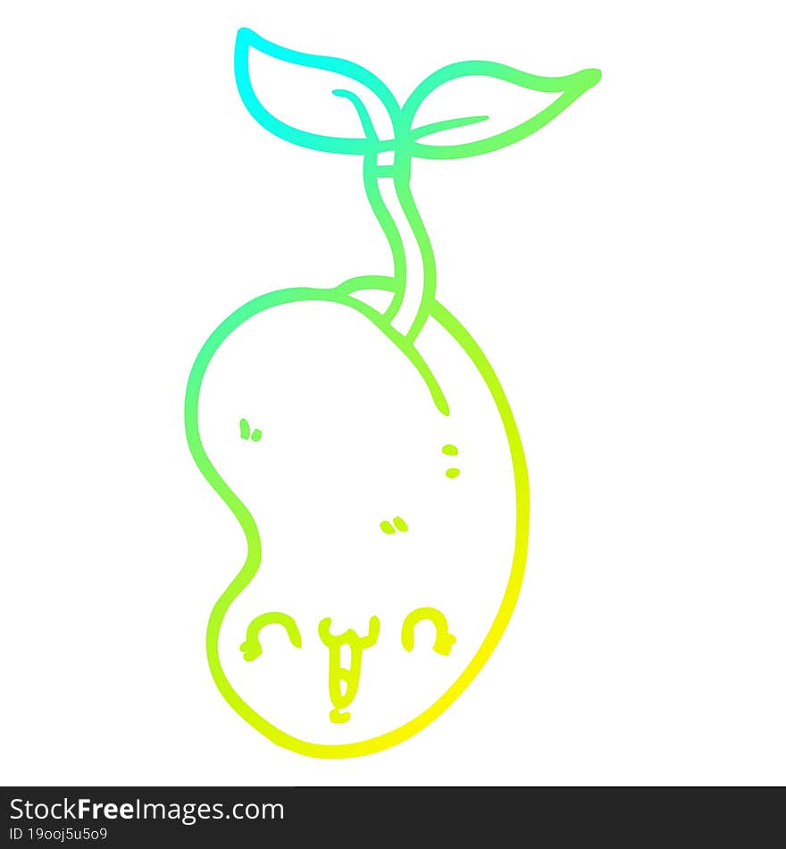 cold gradient line drawing cute cartoon seed sprouting