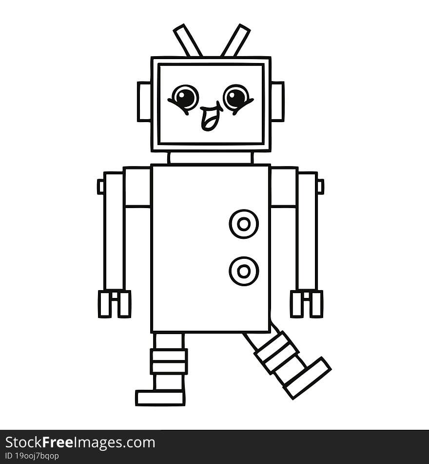 line drawing cartoon of a robot. line drawing cartoon of a robot