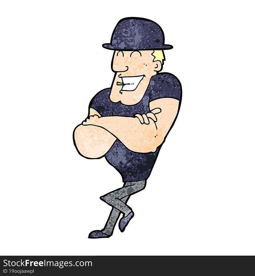 cartoon man wearing british bowler hat. cartoon man wearing british bowler hat