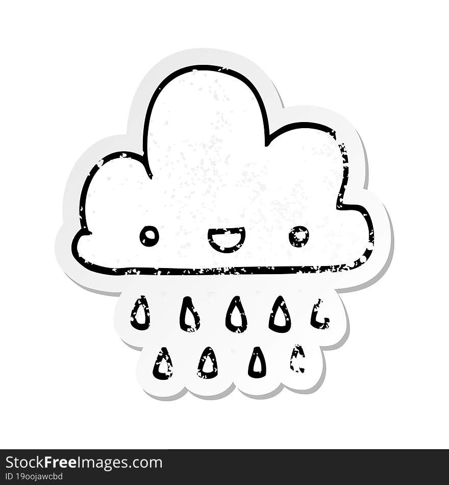 distressed sticker of a cartoon storm cloud