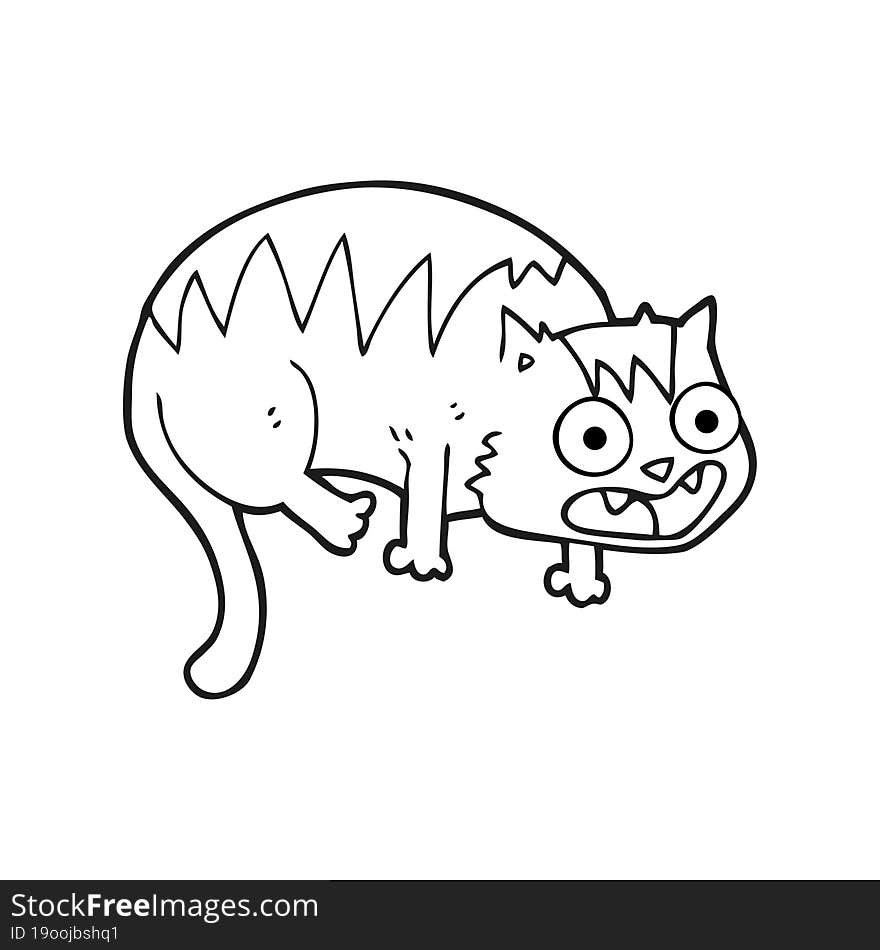 black and white cartoon cat