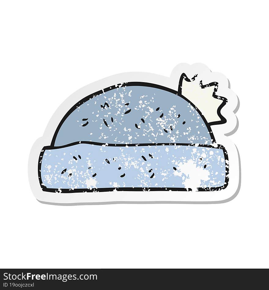 Retro Distressed Sticker Of A Cartoon Winter Hat