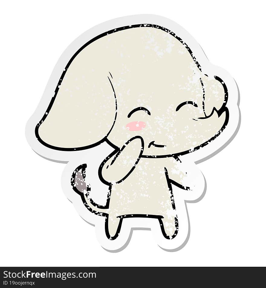 distressed sticker of a cute cartoon elephant