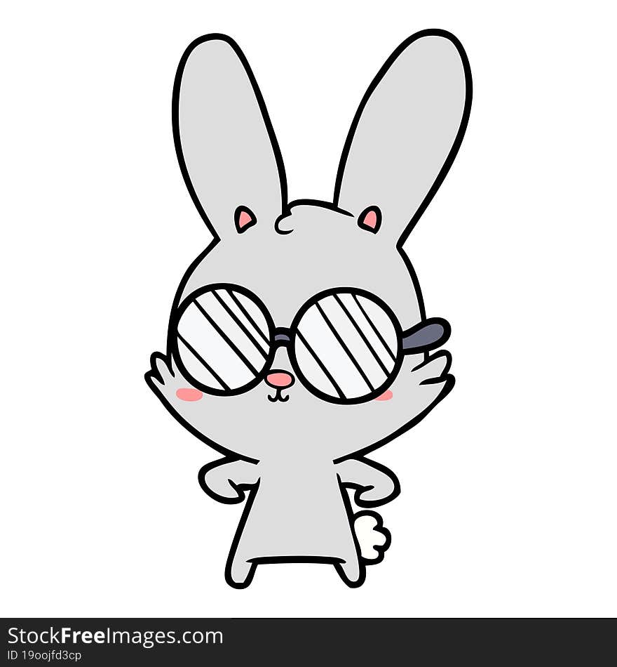 cute cartoon rabbit wearing glasses. cute cartoon rabbit wearing glasses