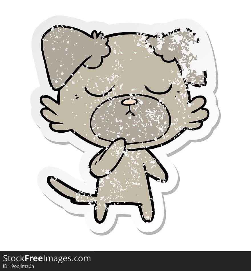 distressed sticker of a cute cartoon dog