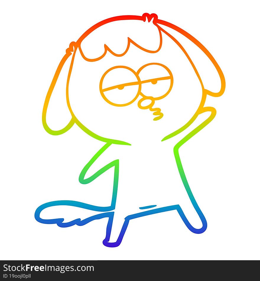 rainbow gradient line drawing cartoon bored dog