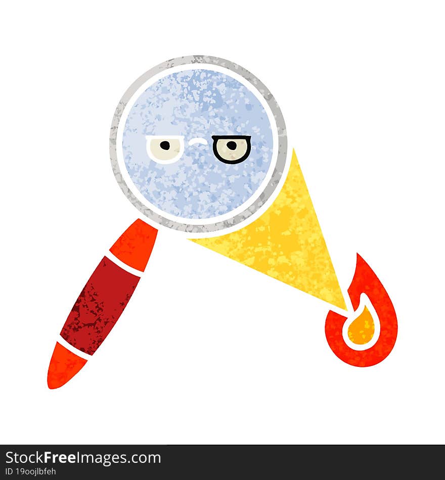 retro illustration style cartoon of a magnifying glass