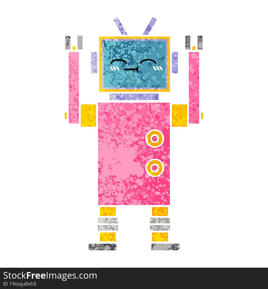 Retro Illustration Style Cartoon Robot