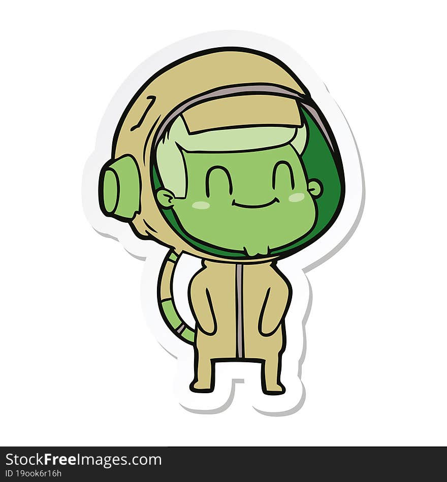 sticker of a happy cartoon astronaut man