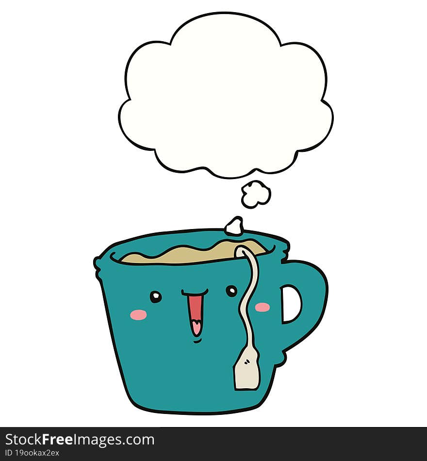 cute cartoon coffee cup with thought bubble. cute cartoon coffee cup with thought bubble