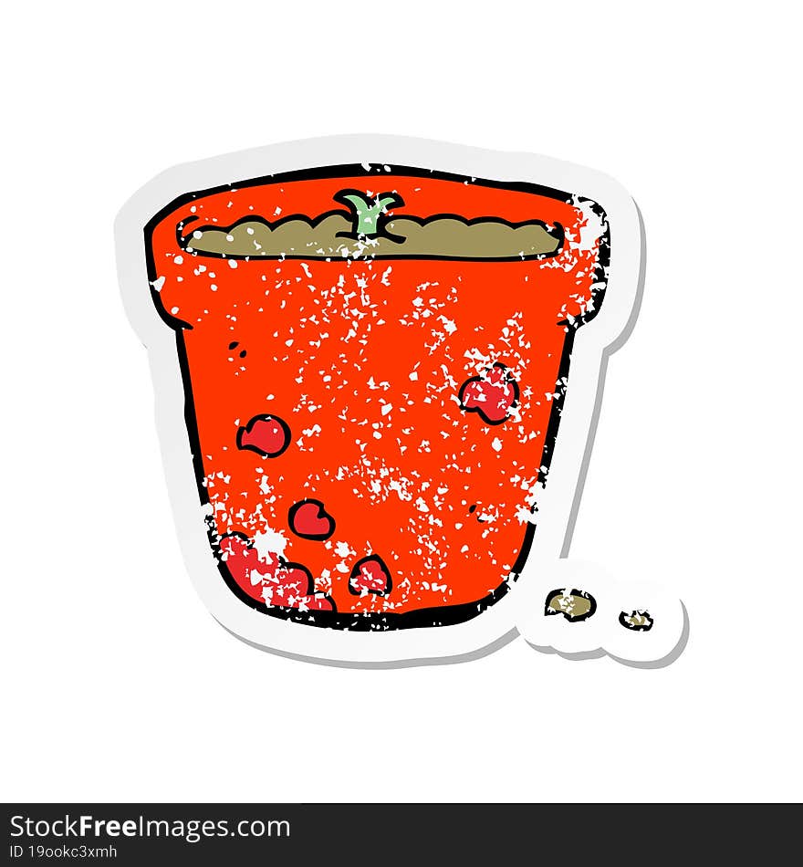 Retro Distressed Sticker Of A Cartoon Flower Pot