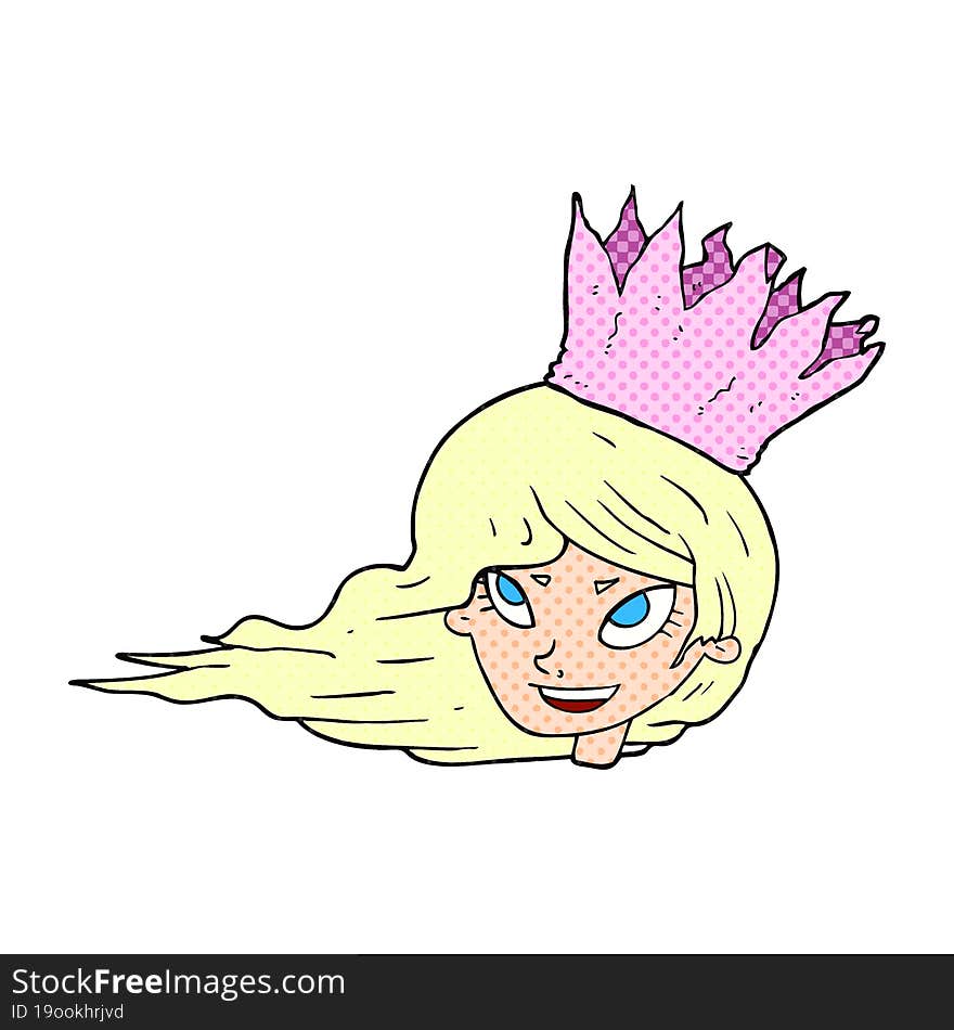 comic book style cartoon woman with blowing hair