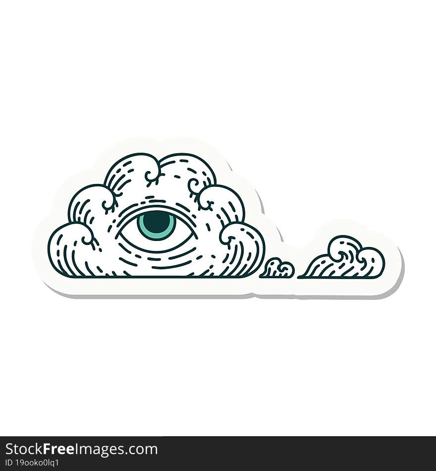 Tattoo Style Sticker Of An All Seeing Eye Cloud