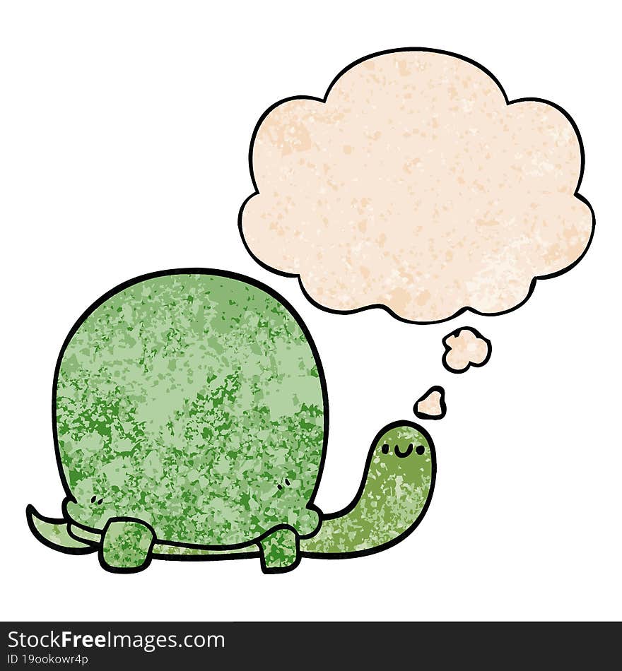 cute cartoon tortoise with thought bubble in grunge texture style. cute cartoon tortoise with thought bubble in grunge texture style