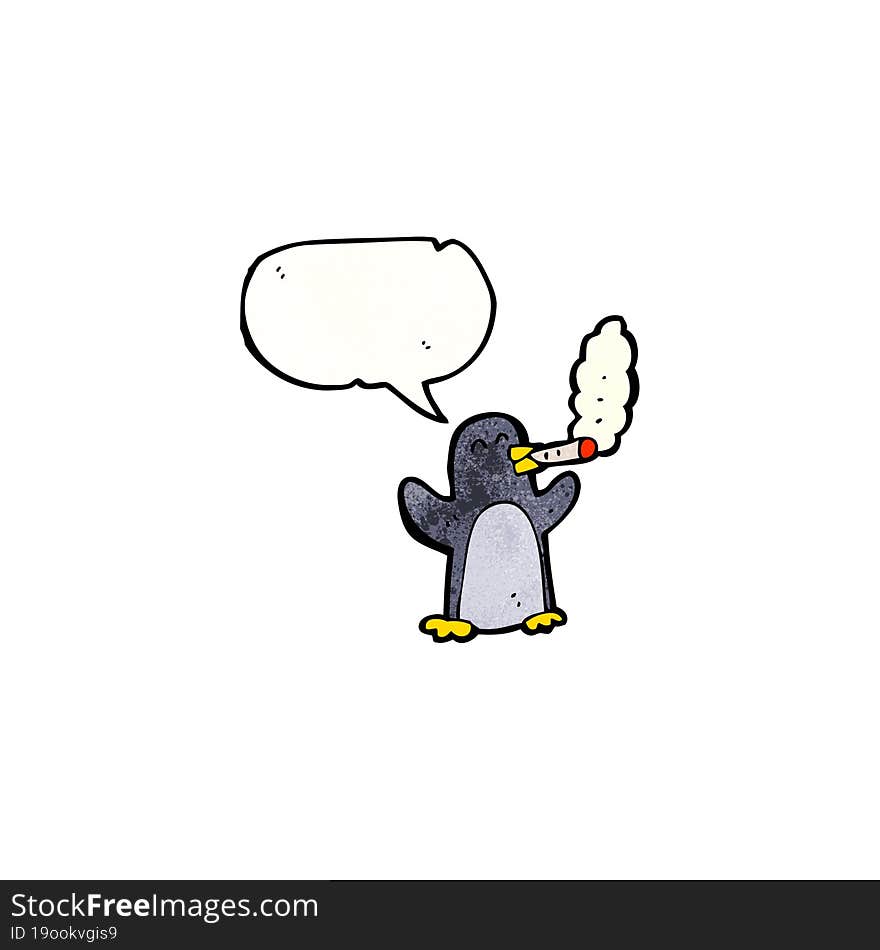 cartoon penguin smoking cigarette