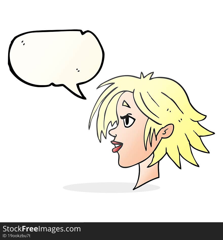 Speech Bubble Cartoon Happy Female Face