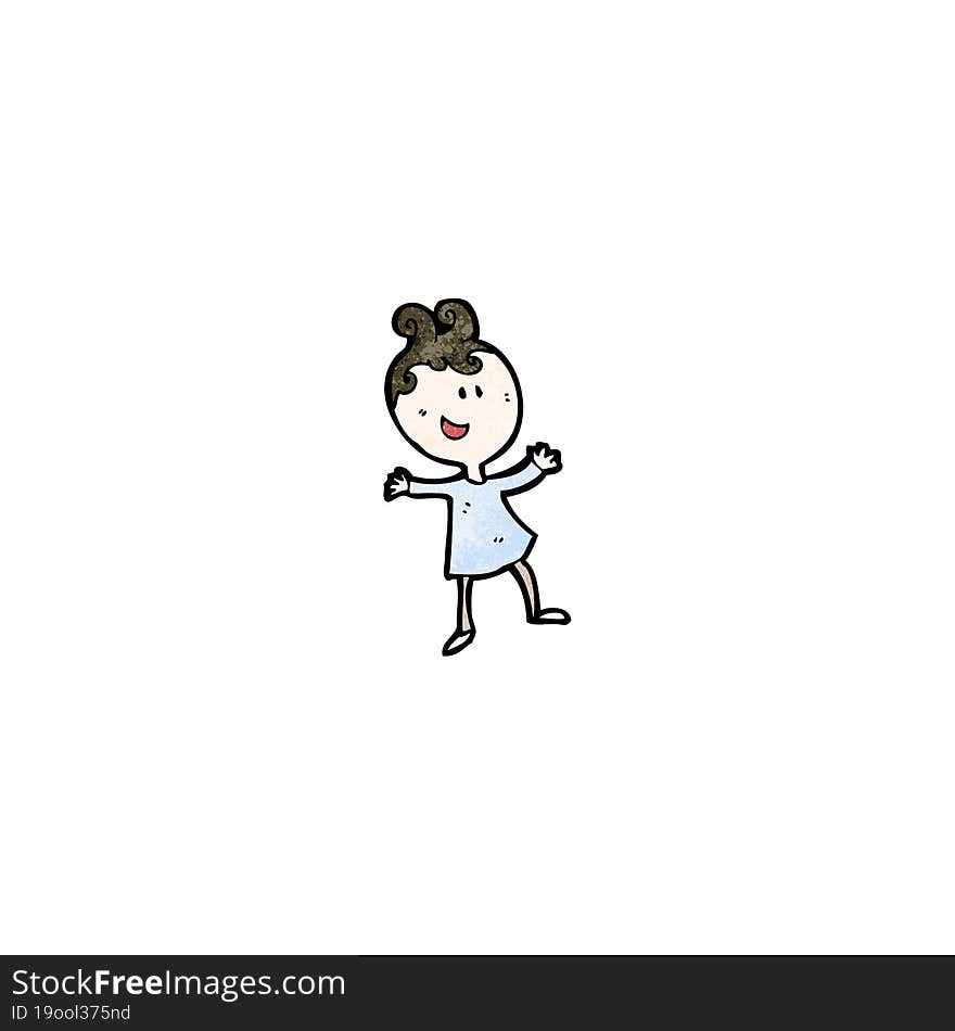 cartoon happy doodle woman