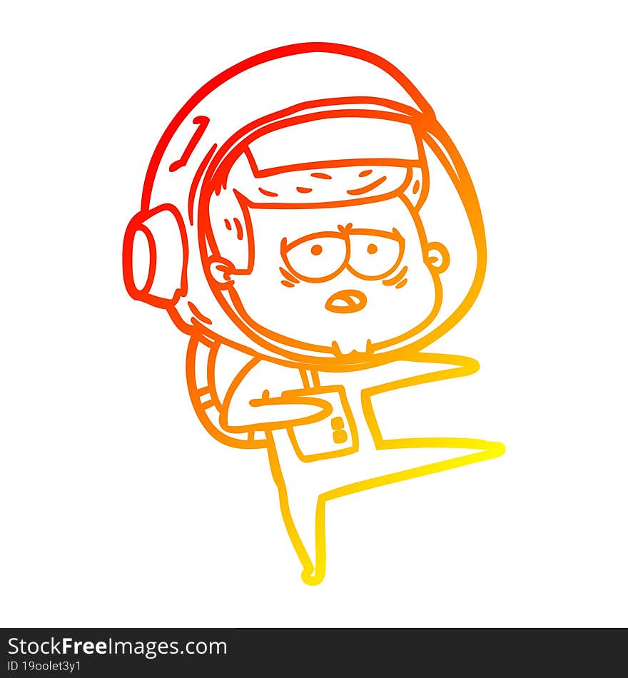 warm gradient line drawing cartoon tired astronaut