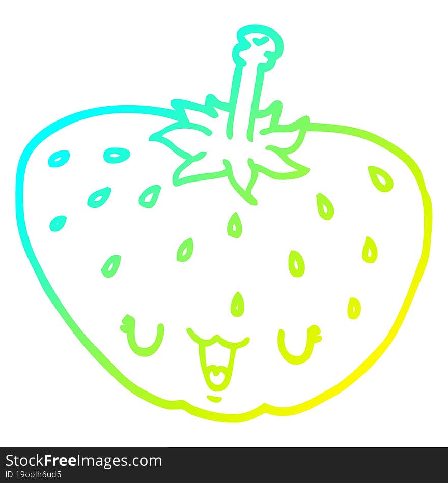 cold gradient line drawing cartoon strawberry