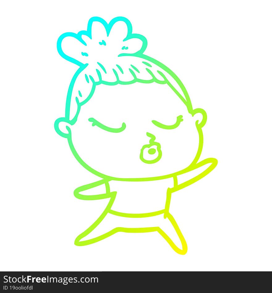 cold gradient line drawing cartoon calm woman