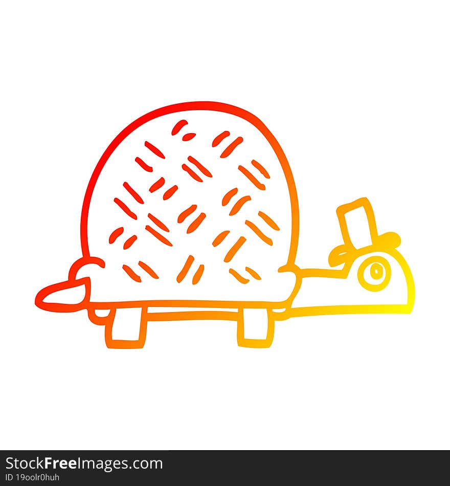 Warm Gradient Line Drawing Cartoon Funny Tortoise