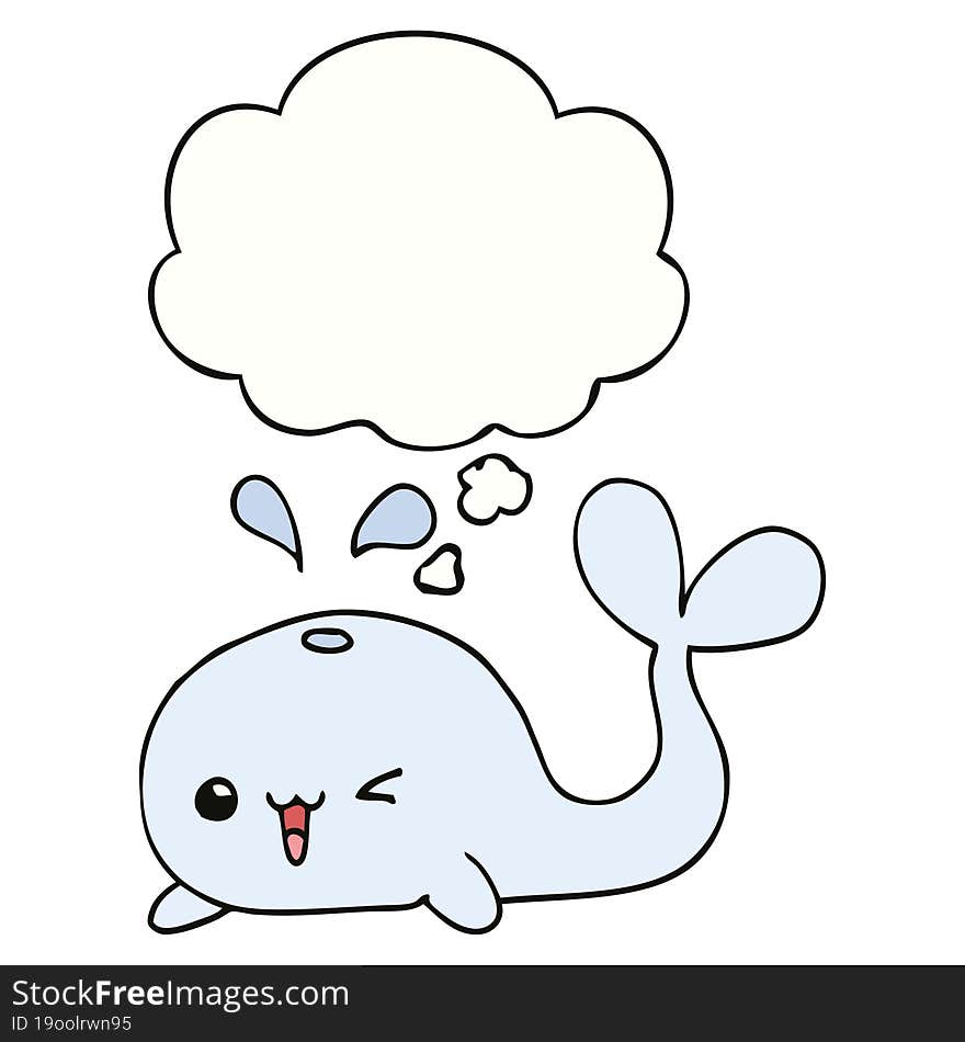 cartoon whale with thought bubble. cartoon whale with thought bubble