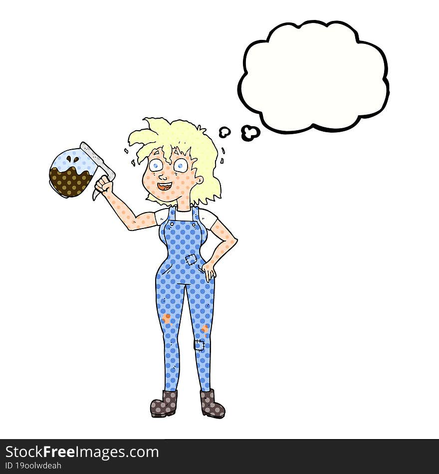 Too Much Coffee Thought Bubble Cartoon