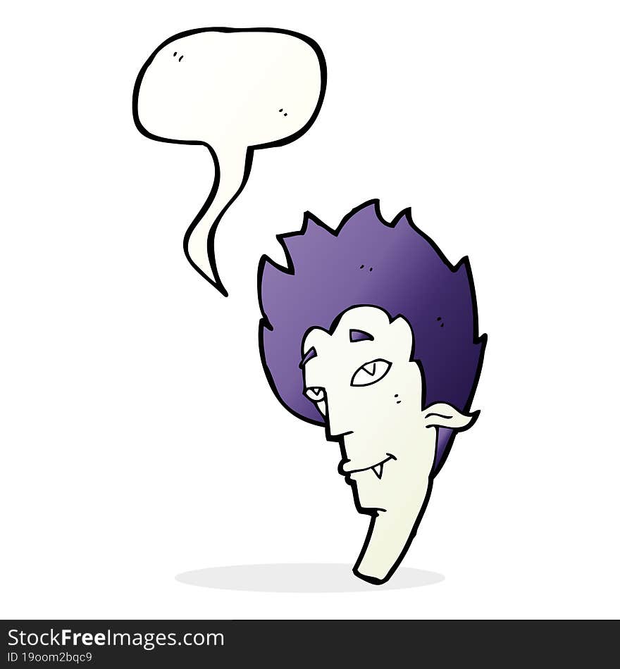 cartoon vampire head with thought bubble