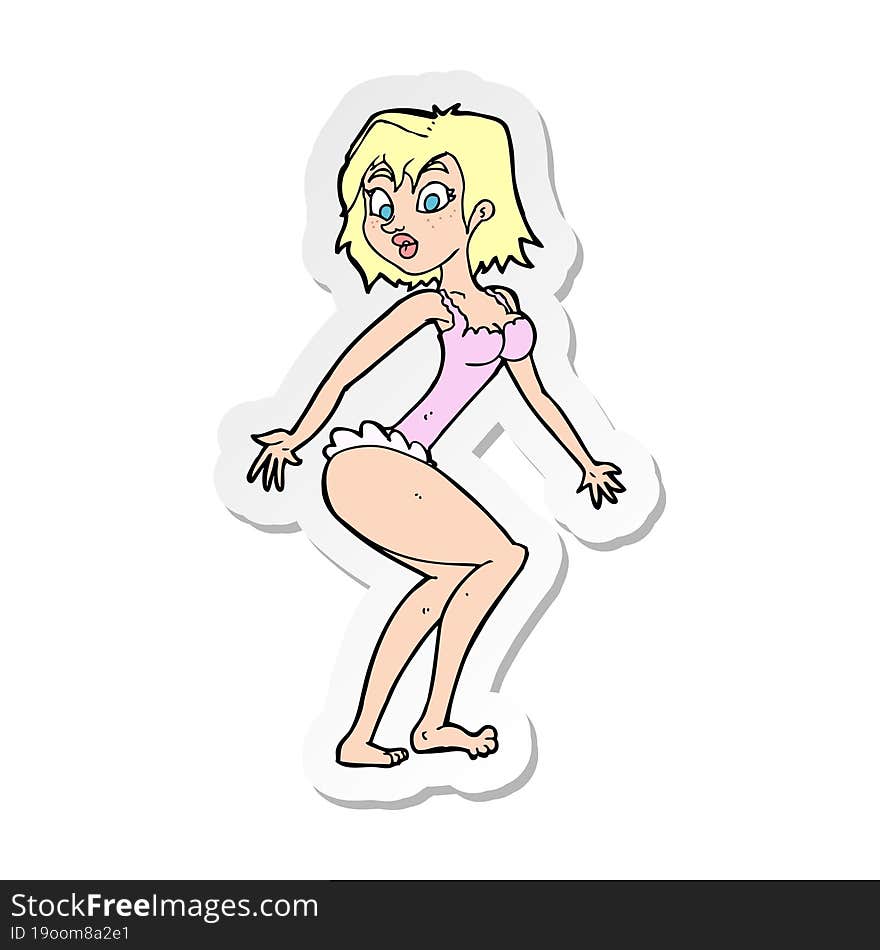 sticker of a cartoon woman in lingerie