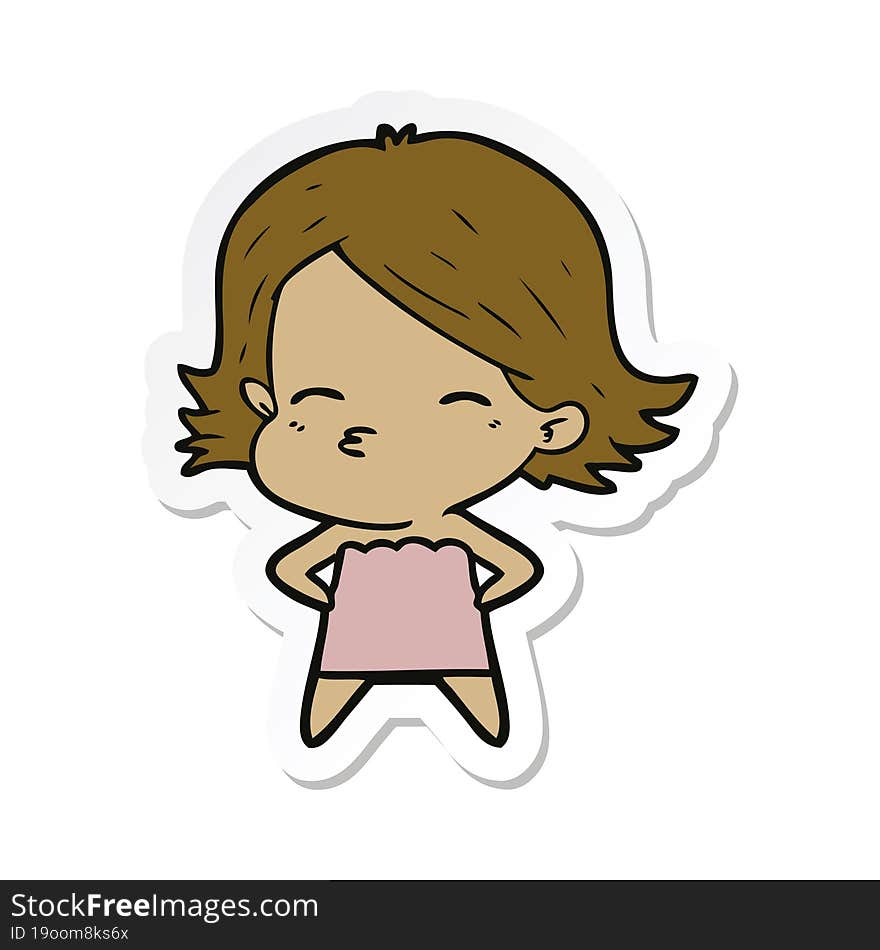 sticker of a cartoon woman