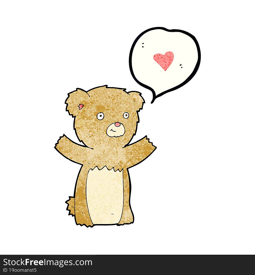 cartoon teddy bear with love heart